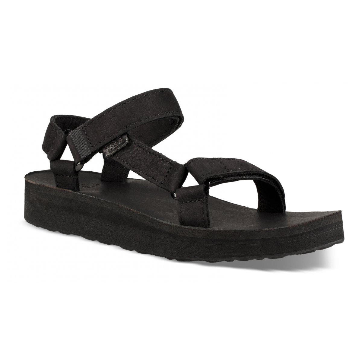 Teva Midform Universal Leather Women Platform Sandals Black | VLAEP-0872